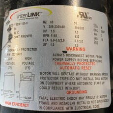 INTERLINK CONDENSER FAN MOTOR 1.5HP, 3PH, 1140RPM