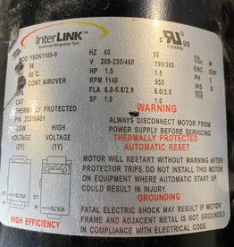 INTERLINK CONDENSER FAN MOTOR 1.5HP, 3PH, 1140RPM