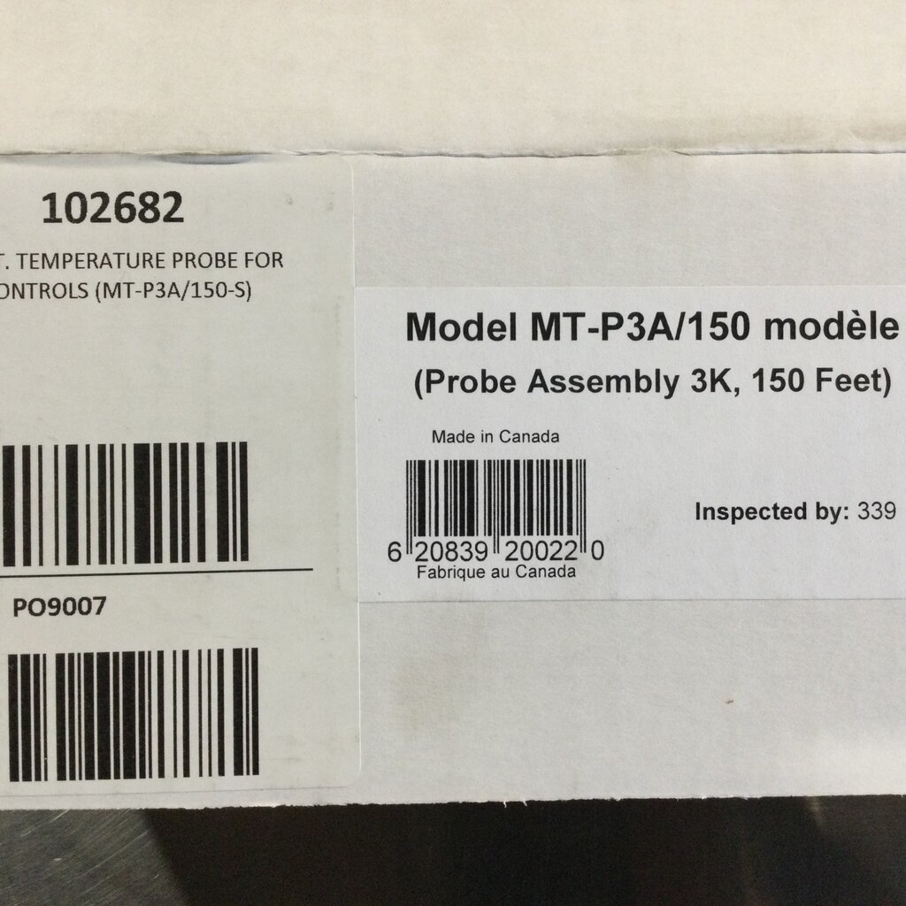 VES SUPRA or SUPRA TOUCH TEMPERATURE SENSOR 150FT