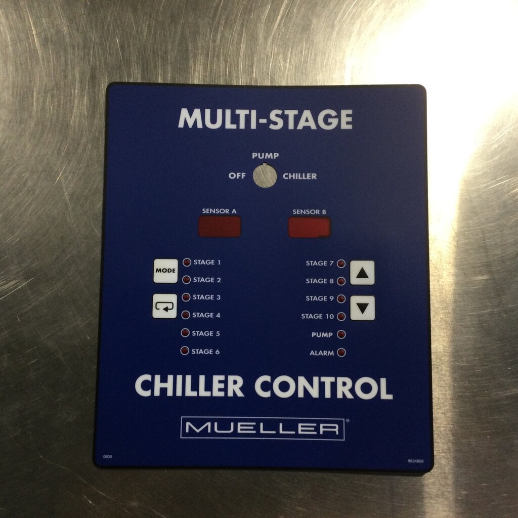 MUELLER LS CHILLER MULTI-STAGE CONTROL BOX 208-230V / 230-460V DOOR LABEL
