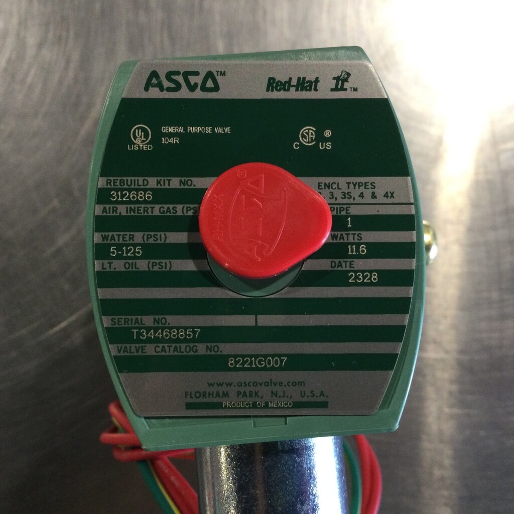 WHRL ASCO RECIRCULATION VALVE 2-WAY, N.C., 24VDC, 1" FNPT
