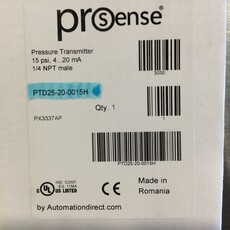 ProSense PRESSURE TRANSMITTER W/ CERAMIC & VITON SEALS, 0 TO 15PSIG, 4-20mA, 1/4 MPT, 9.6-32VDC, M12 CONNECTOR