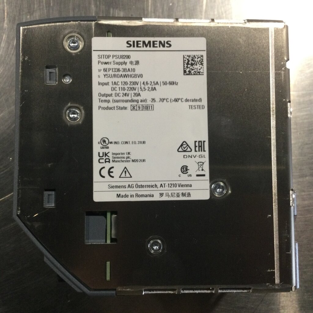 BECO SIEMENS 6EP1336-3BA10 PSU8200 POWER SUPPLY, 480W, 24VDC, 20A,120/230V