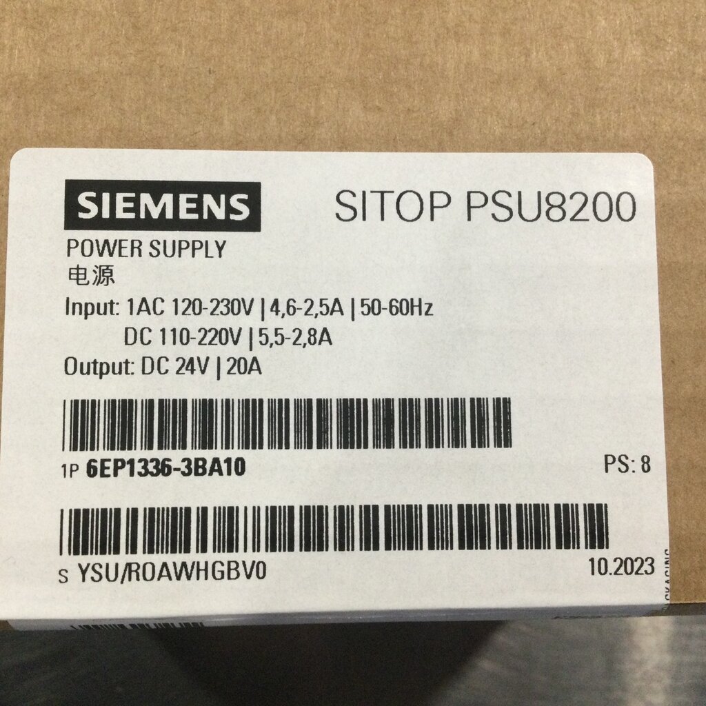 BECO SIEMENS 6EP1336-3BA10 PSU8200 POWER SUPPLY, 480W, 24VDC, 20A,120/230V