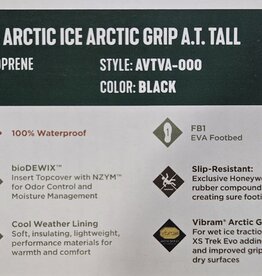 ROCKY BRAND ARCTIC ICE GRIP A.T. BLACK TALL BOOT SIZE-9