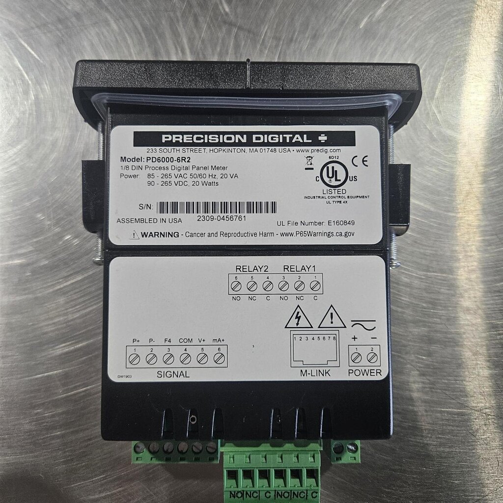 PRECISION DIGITAL SILO LEVEL PANEL METER 6-DIGIT DISPLAY