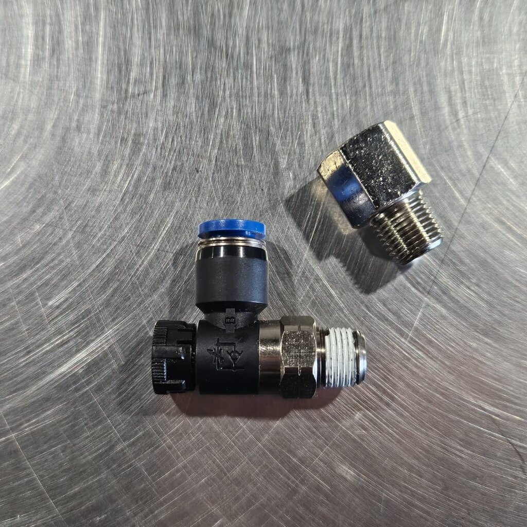 BECO AIR RETRACT CYLINDER BRASS SPEED FLOW  CONTROL 90° ELBOW T1/4 X 1/8 NPT (732560 & 732587-FC MAKE PART#732587)