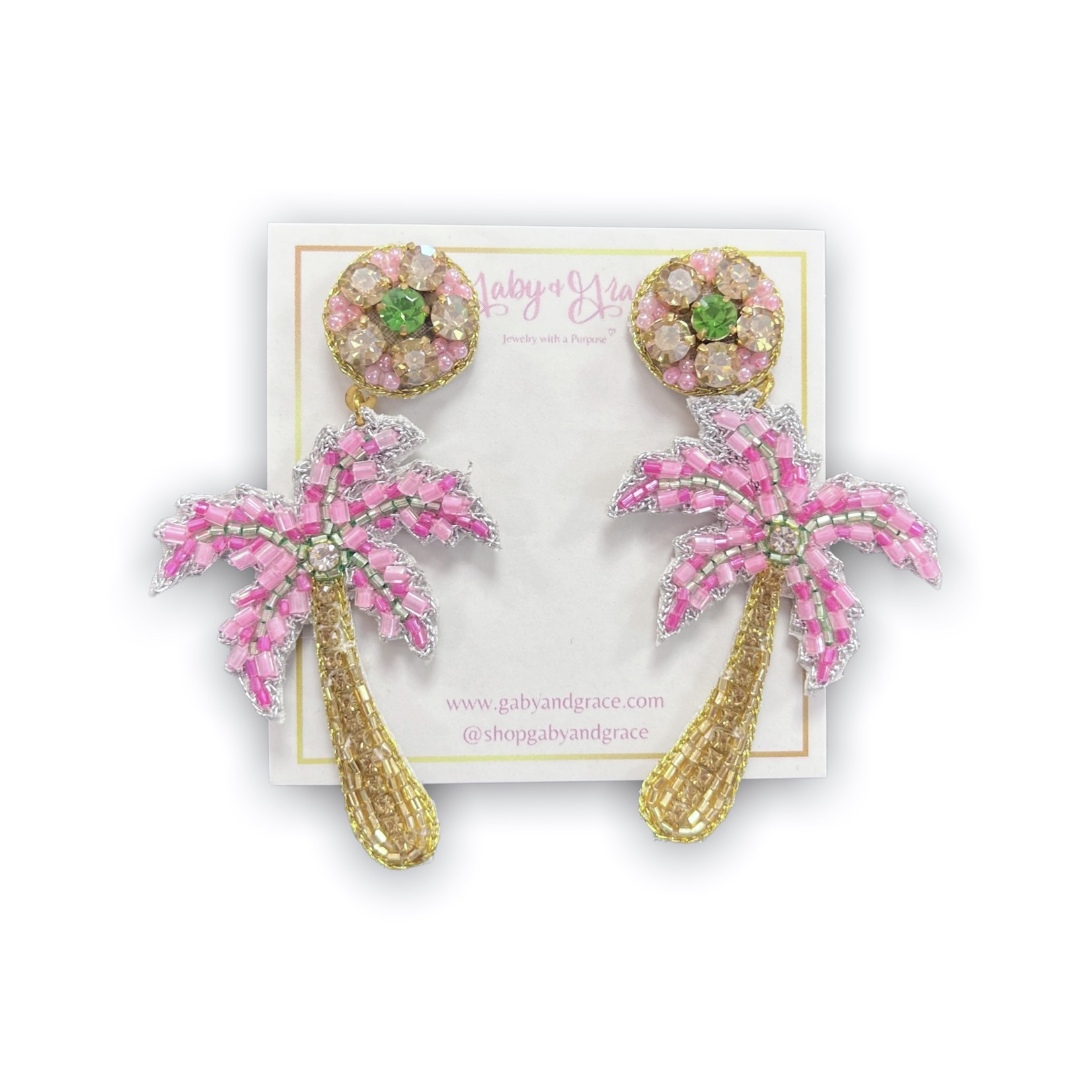 JDB Las Brisas Pink Palm Earrings