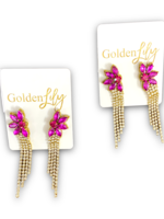 JDB Flower Rhinestone Dangle Earrings