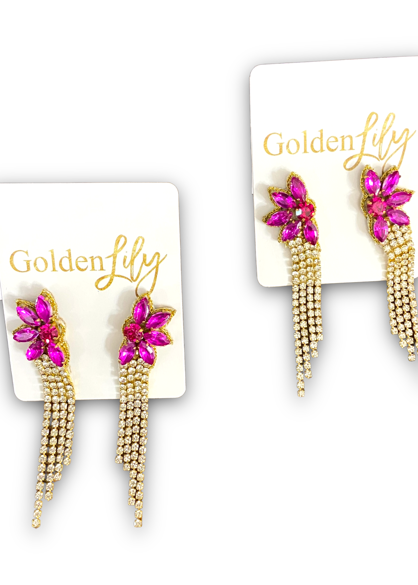 JDB Flower Rhinestone Dangle Earrings
