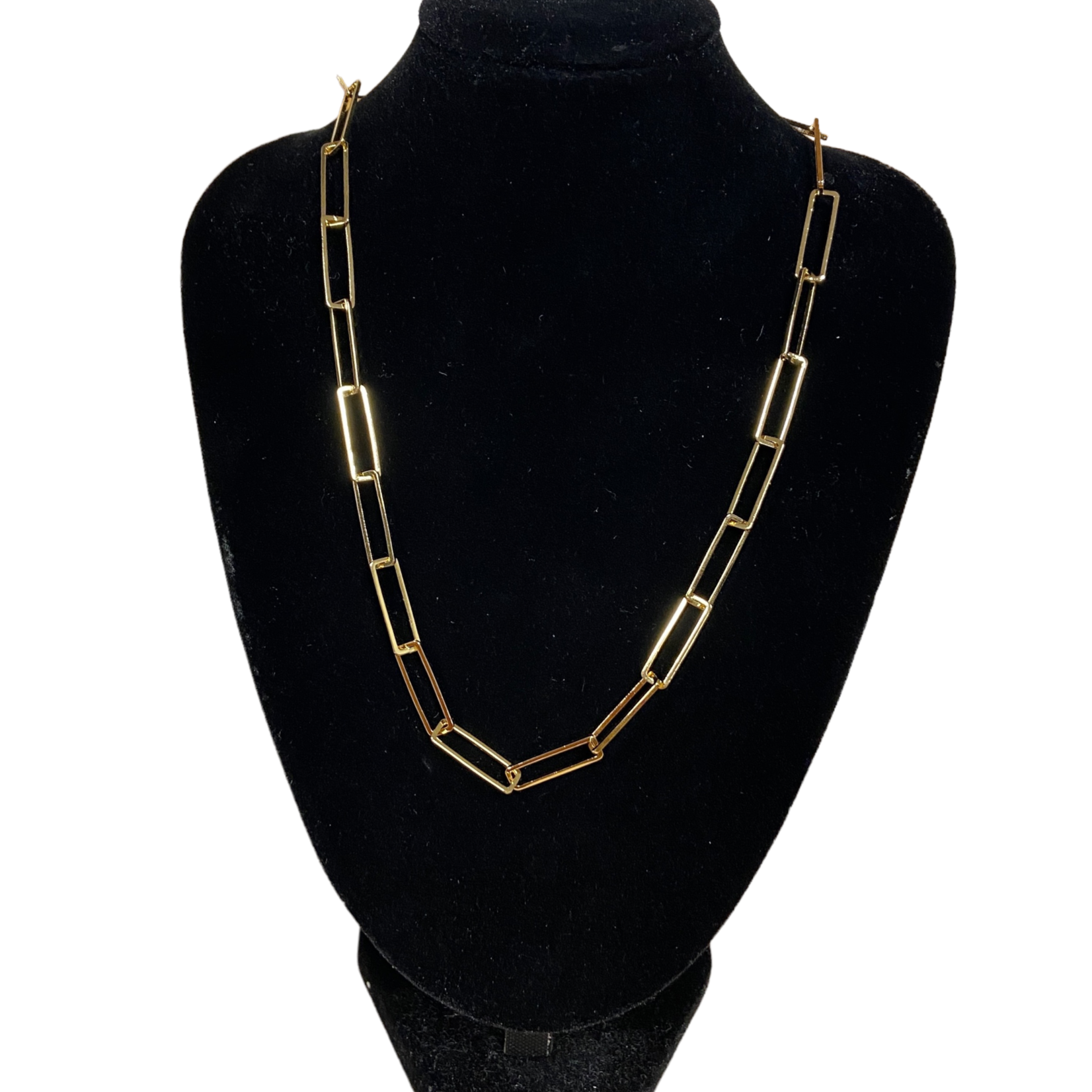 JDB Gold Plated Fine Rectangle Paperclip Necklace