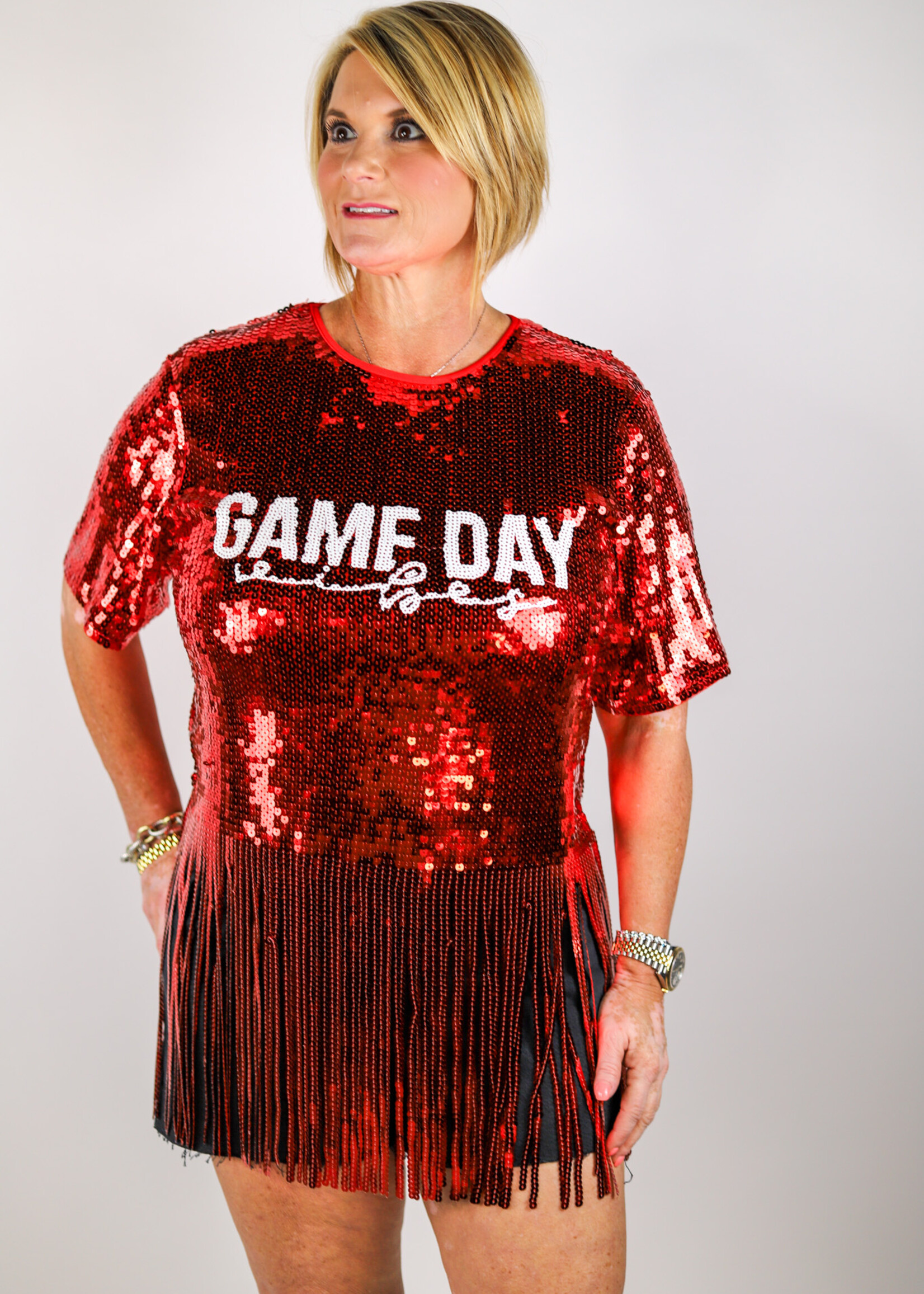 JDB Sequin Game Day Top