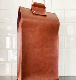 Faux Leather Double-Bottle Wine Tote