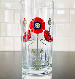 Red Poppy Collins Glass