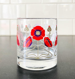 Red Poppy Rocks Glass