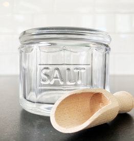 Earth & Nest Glass Salt Pot with Wooden Scoop