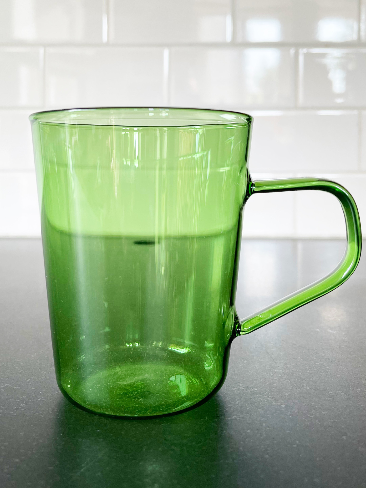 Our Dining Table Heat Resistant Green Glass Mug CORK