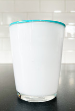 White Glass with Teal Rim