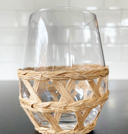 Woven Seagrass Stemless Wine Glass