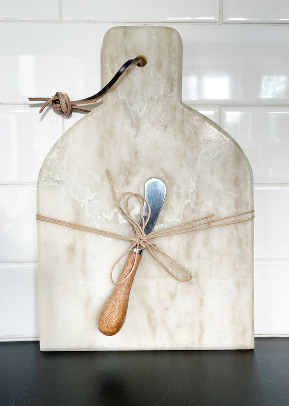 Marble Cheese Cutting Board with Canapé Knife Set