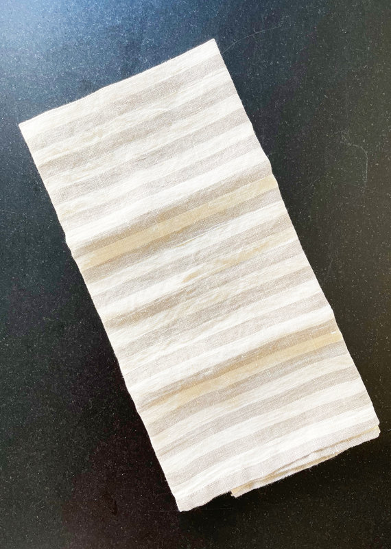Natural Linen Tea Towel - Striped