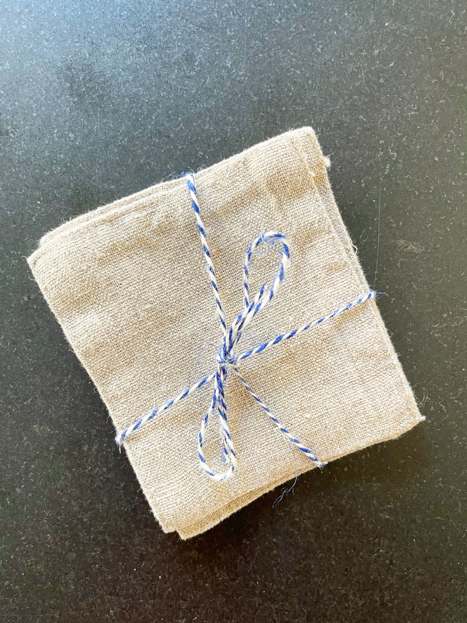 Linen Tales Natural Linen Coaster Set CORK