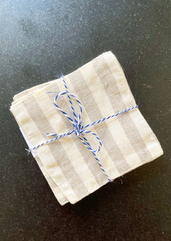 Natural Linen Striped Coasters