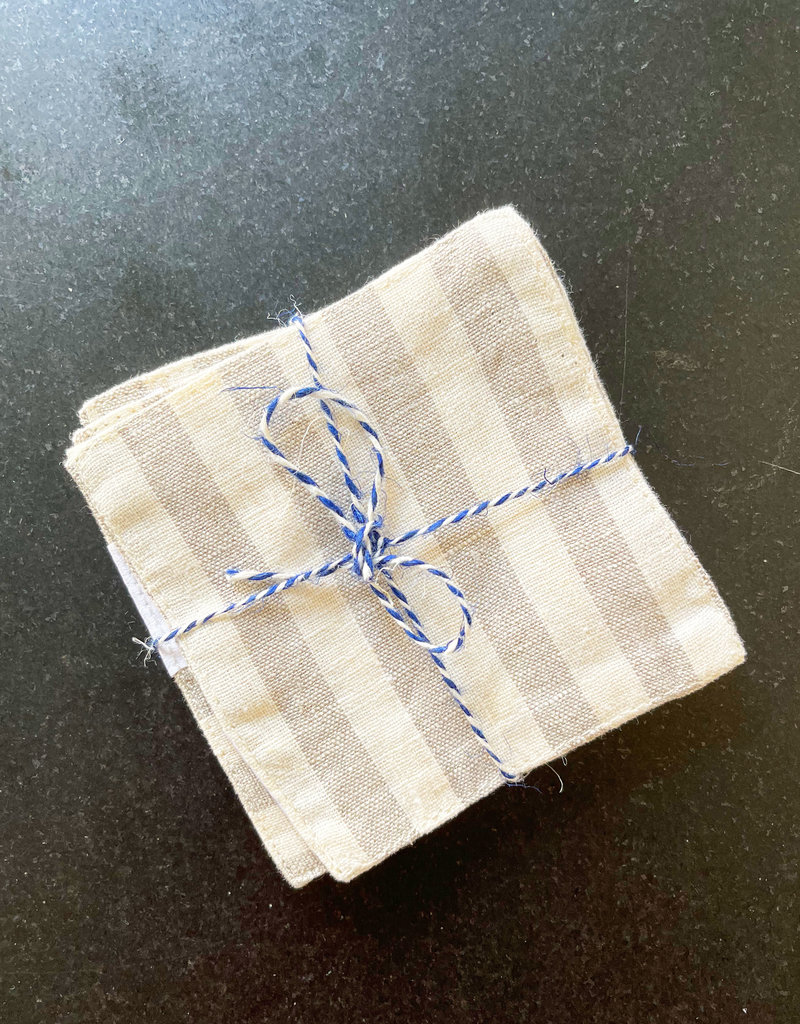 Natural Linen Striped Coasters (Set of 4)