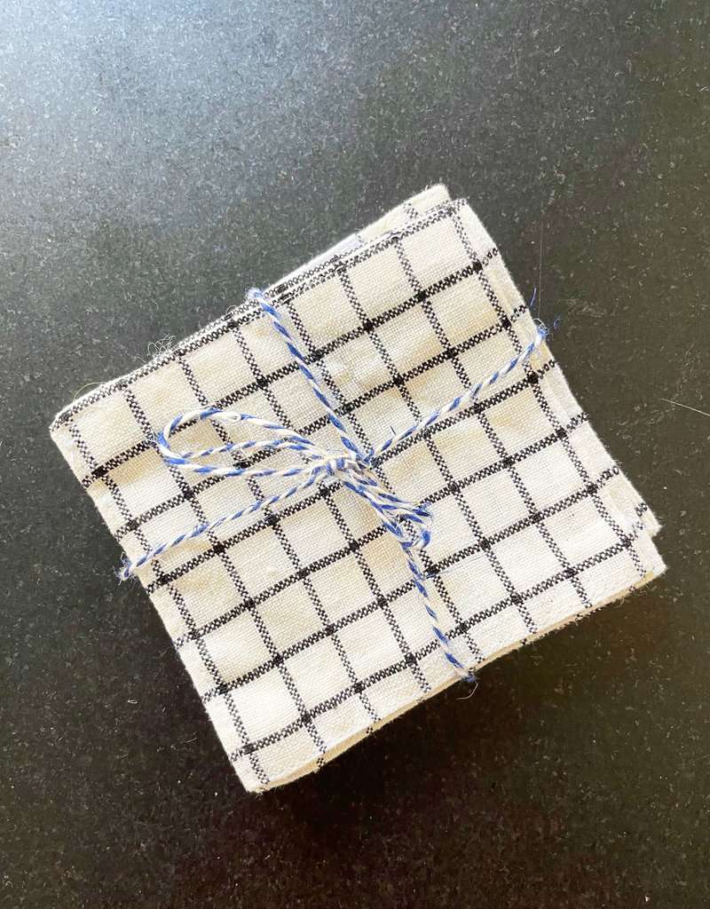 Natural Linen Grid Coasters (Set of 4)