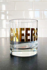 Gold Cheers Rocks Glass