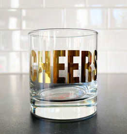 Gold Cheers Rocks Glass