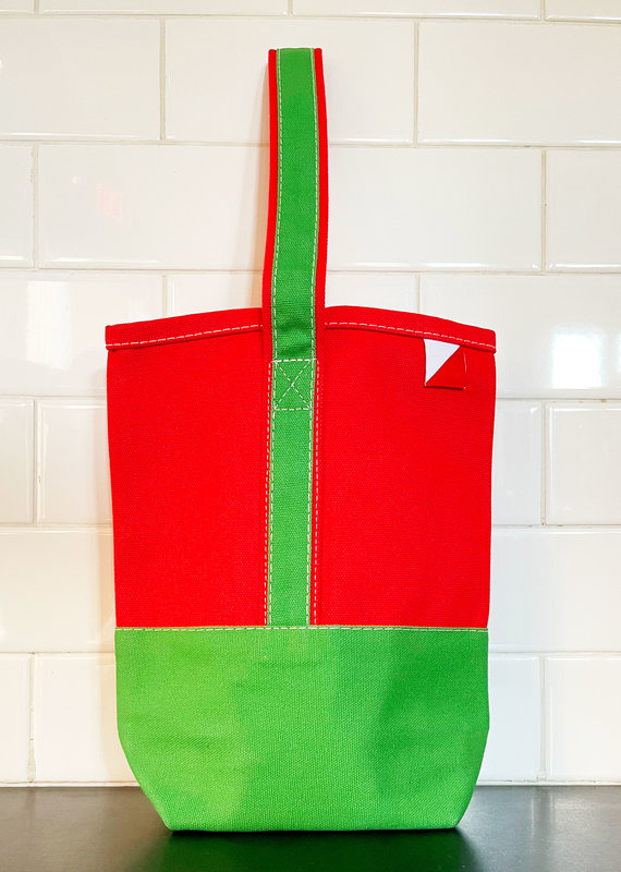 ShoreBags Holiday Wine Tote  - Red + Green