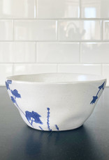 Stoneware Bowls with Blue Flowers