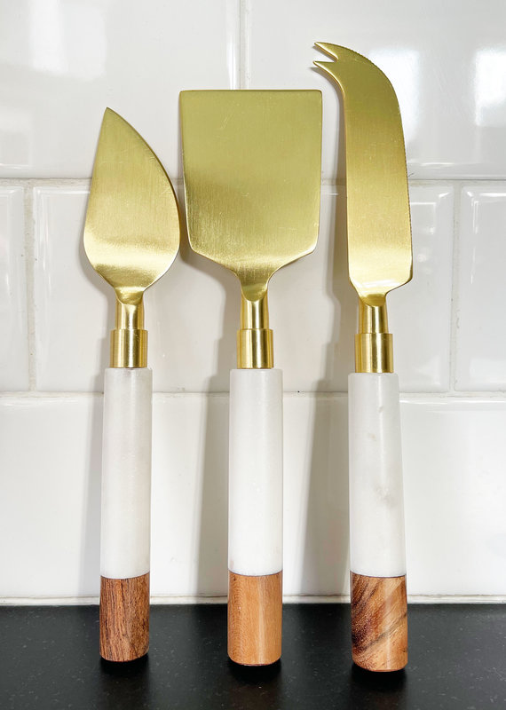 Gold, Marble & Acacia Cheese Knife