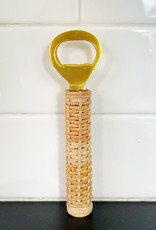 Brass Bottle Opener with Bamboo-Wrapped Handle