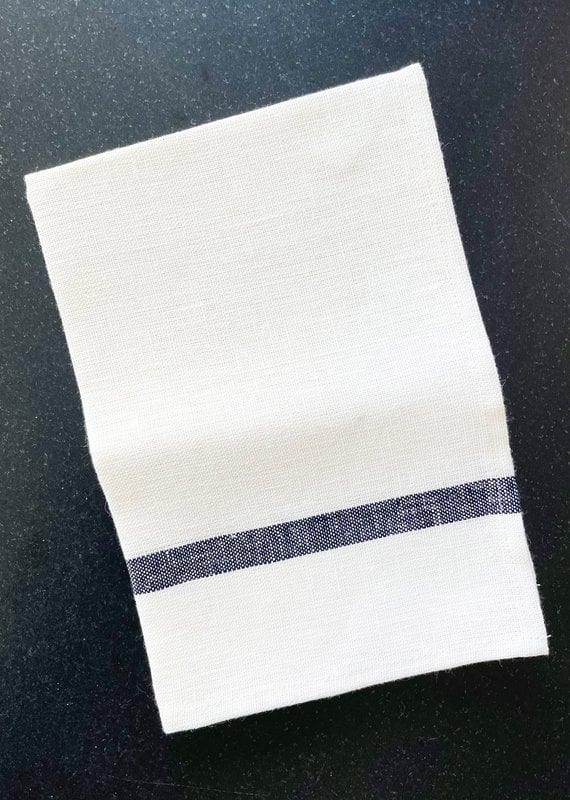 Fog Linen Work Kitchen Towel - White With Black Stripe