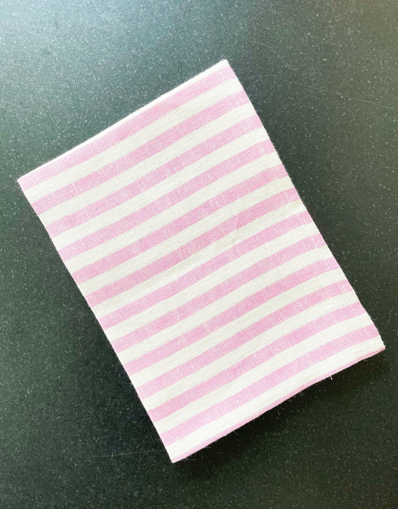 Fog Linen Work Kitchen Towel - Pink + White Stripe