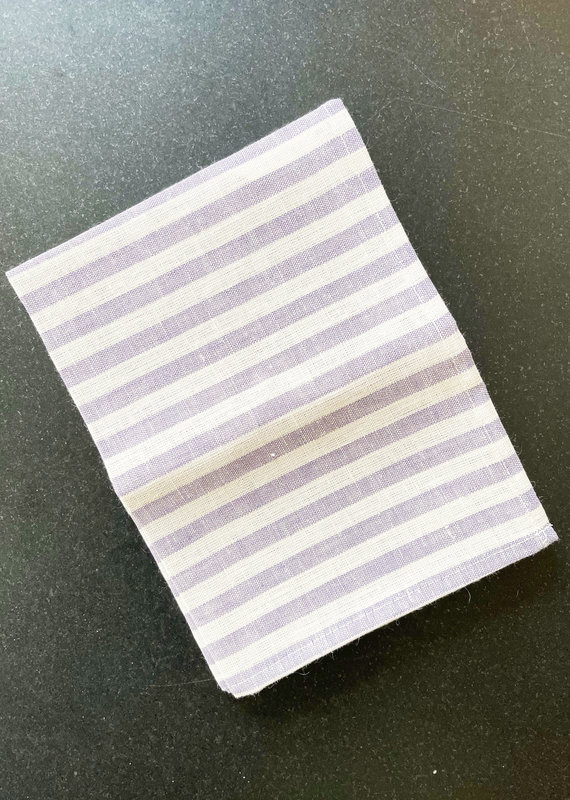 Fog Linen Work Kitchen Towel - Lavender + White Stripe