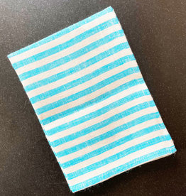 Fog Linen Work Kitchen Towel - Light Blue + White Stripe