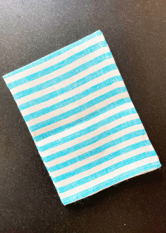 Fog Linen Work Kitchen Towel - Light Blue + White Stripe