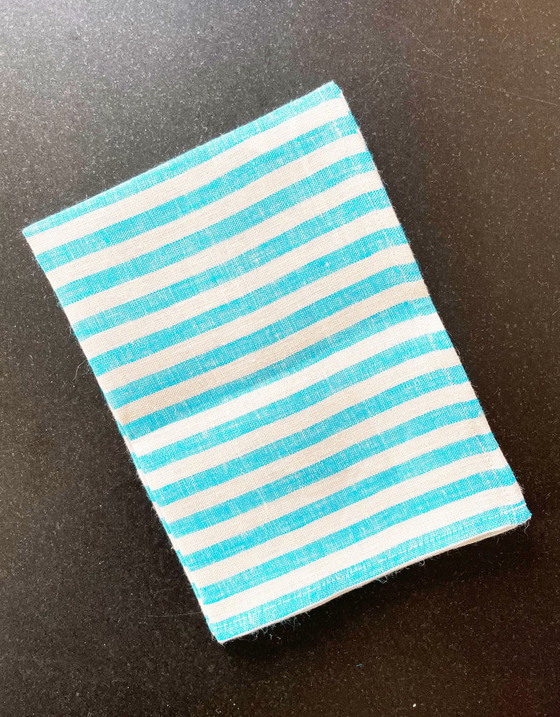 Fog Linen Work Kitchen Towel - Light Blue + White Stripe
