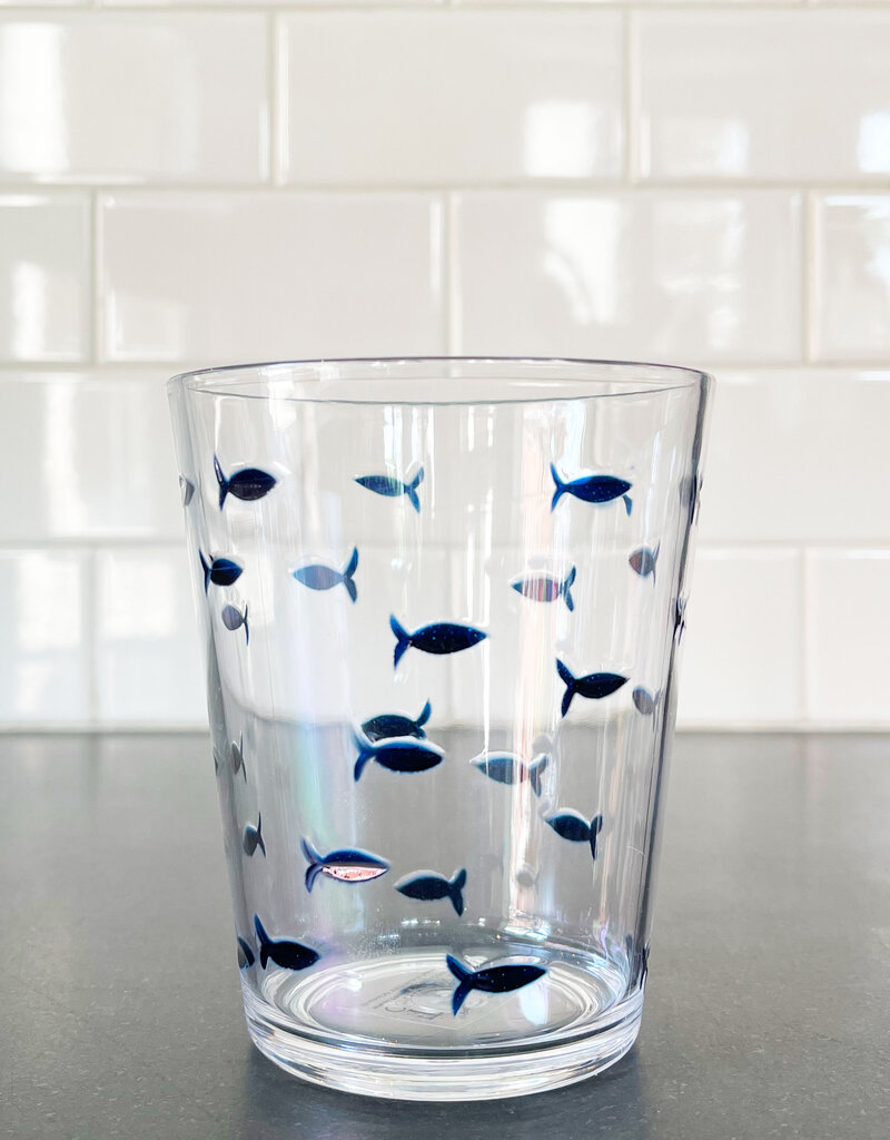 Blue Fish Acrylic Double Old Fashioned Glass