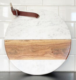 White Marble & Wood Round Board