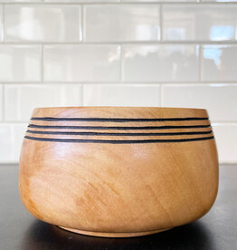 Mango Wood Bowl with Black Stripe