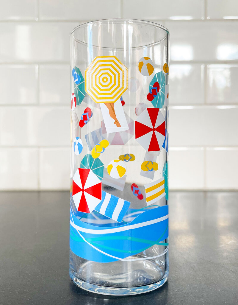 Libbey Vintage Beach Scene Glass