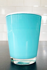 Teal Glass with White  Rim