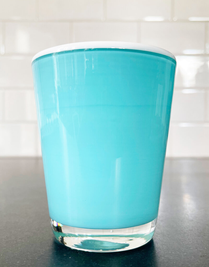 Teal Glass with White  Rim