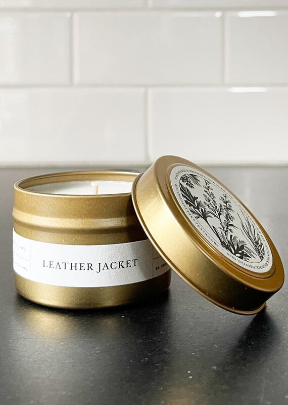 Brooklyn Candle Studio Leather Jacket Gold Travel Candle