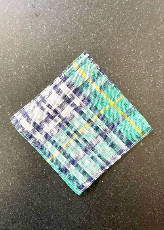 Fog Linen Green Plaid Coaster