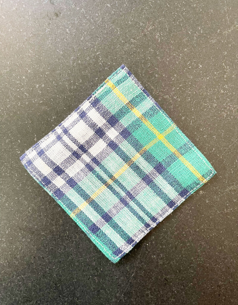 Fog Linen Green Plaid Coaster
